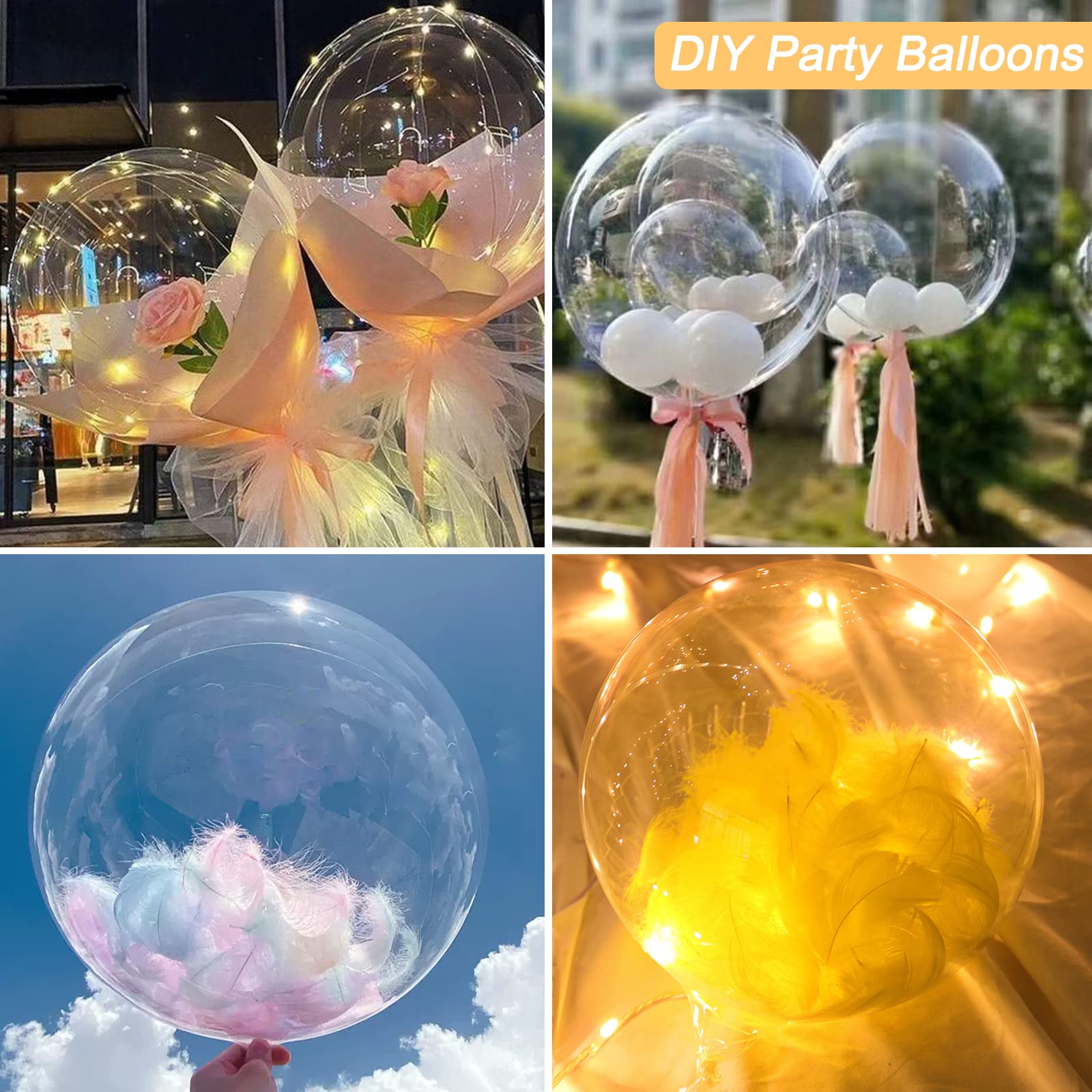 RUBFAC Bobo Balloons 24 Inch, 25pcs Bubble Balloons Clear Bobo Balloons, Large Transparent Balloon for Stuffing Wedding Birthday Party Decorations