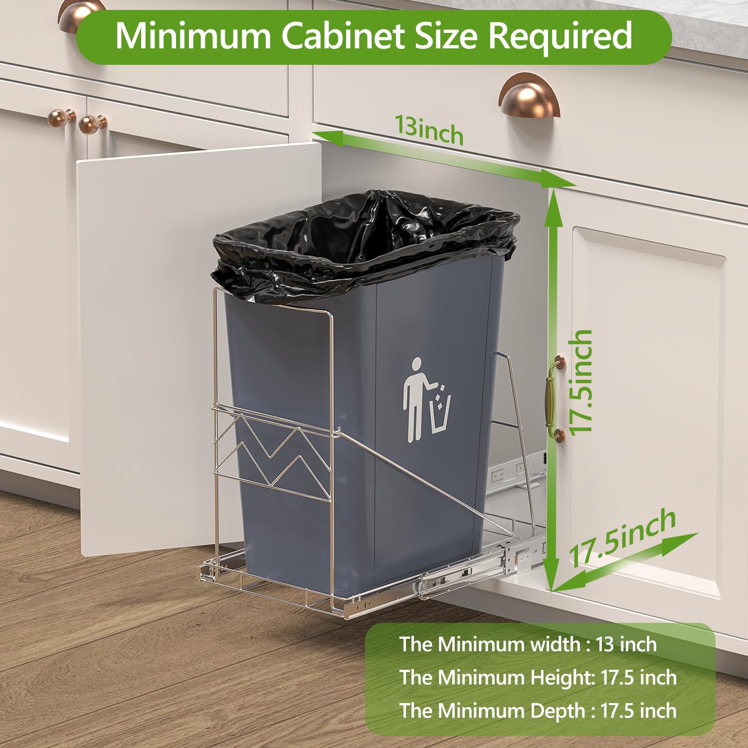 Pull Out Trash Can Under Cabinet, Sink Out, Slide-Out Cabinet Kit, Adjustable Garbage for 7-11 Gallon Can(Not Include Can)