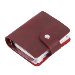 axewoodz a9 genuine leather journal, red handmade cowhide pocket size binder planner, mini vintage leather planner, 120 sheets pages, loose leaf 3-ring with snap button closure (red)