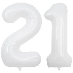 40 inch large white 21 numbers balloons giant helium big foil 12 digital balloon sweet 12th 21st birthday party girl women for boy man anniversary decorations supplies