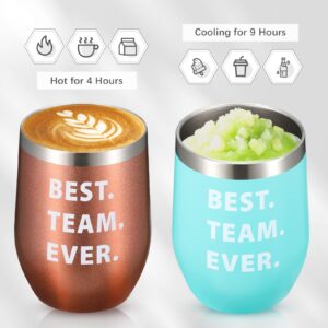 Pinkunn 8 Pcs Best Team Ever Tumblers Thank You Employee Appreciation Gifts Stainless Steel Insulated Wine Tumbler Christmas Team Gifts with Lid and Straw for Coworkers Women Men, 12 oz(Black)