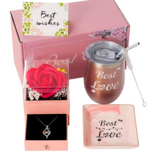 onory gifts for mom from daughter son mother's birthday gift box set, present for wife grandma necklace for mom wife sister girlfriend friend female (pink)