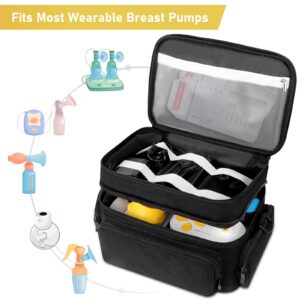 Aleemin Wearable Breast Pump Bag, 2 Layer Breast Pump Bag, Insulated Carrying Case Baby Bottle Bag