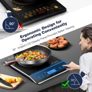 AAOBOSI Portable Induction Cooktop,1800W Induction Cooker with LCD Sensor Touch, Induction Cooktop Burner Child Safety Lock & 10H Timer, 9 Power 10 Temperature Setting for Cooking