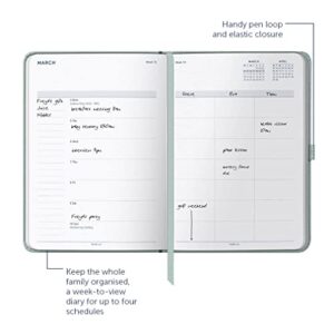 Busy B Mid Year 17 Month Diary August 2023 - December 2024 - Sage - Faux Leather Academic Diary with Week to View Planner with Pen Holder, Elastic Closure and Storage Pockets