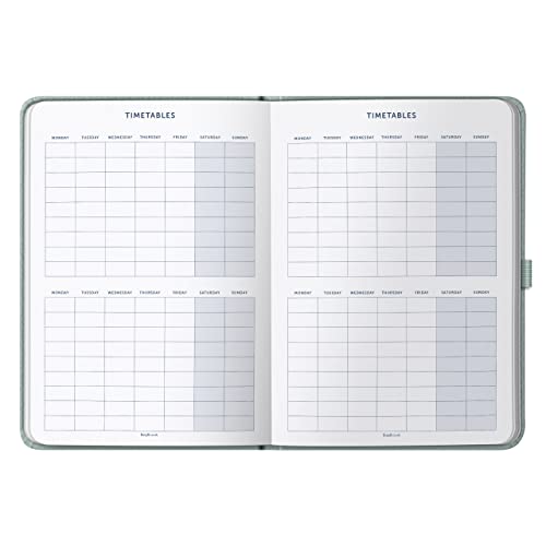 Busy B Mid Year 17 Month Diary August 2023 - December 2024 - Sage - Faux Leather Academic Diary with Week to View Planner with Pen Holder, Elastic Closure and Storage Pockets