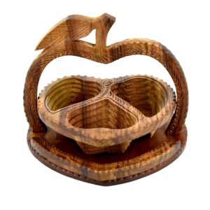 Baskets I Folding Wooden Basket I Collapsible Adjustable Basket I Decorative Rosewood color I Gift for Mom Wedding Gift Christmas I by DAWN HANDICRAFTS (Apple - 1 Compartment)