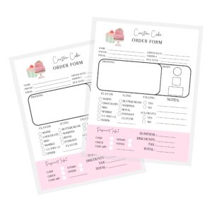 custom cake order form sheets | 50 pk | for bakers dessert wedding birthday party cake form book bakers supplies small business planner 8.5x11” inches
