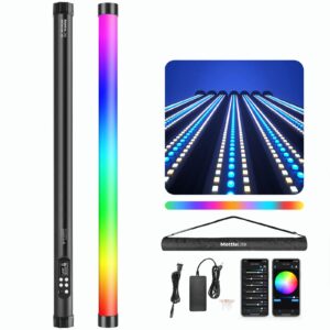 mettlelite tlx2 rgb tube light led full color portable video light with app dmx control 2 ft 2800k-8000k cri96 tlci97 360° rgb cct hsi mode 10 customizable light effects built in rechargeable battery