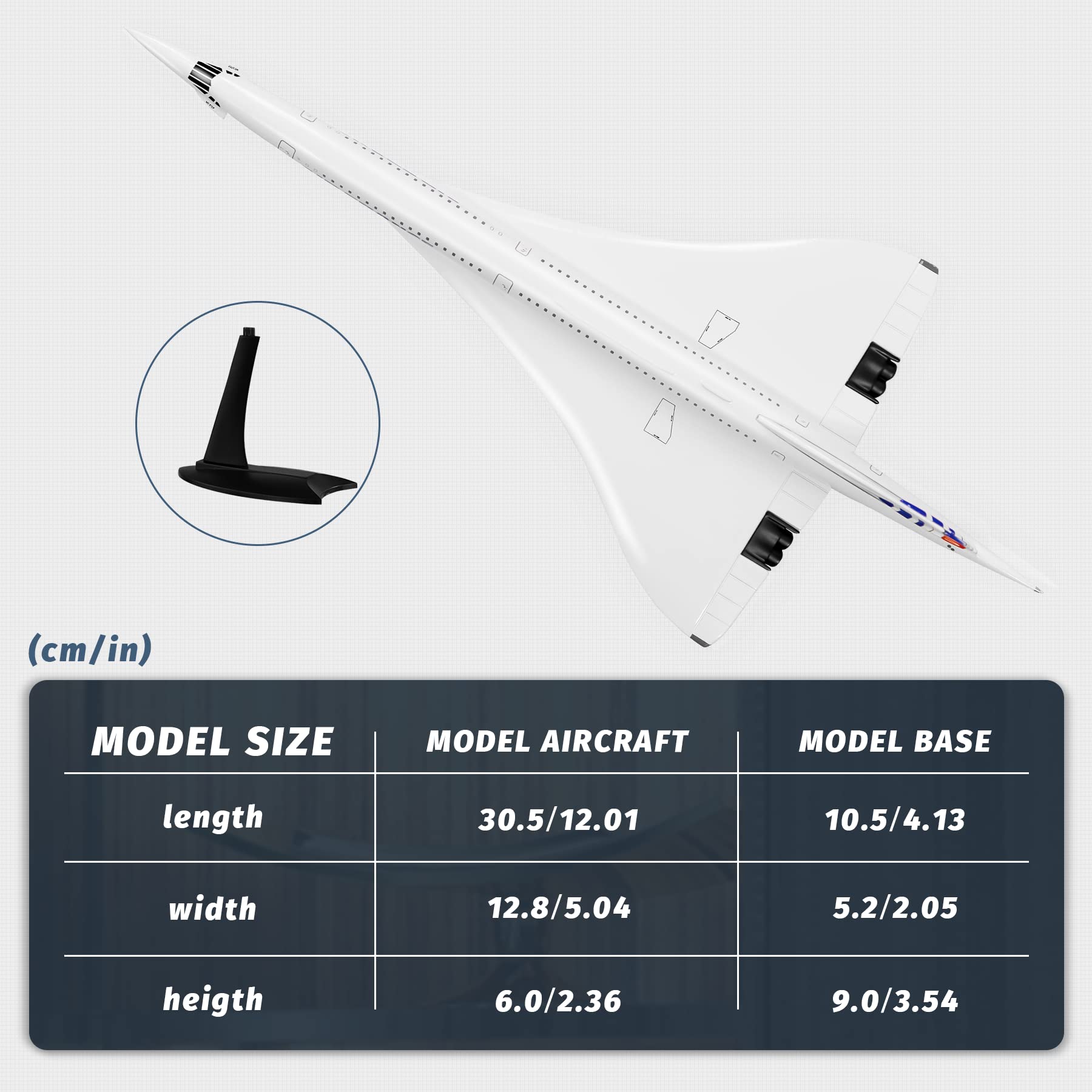 Lose Fun Park 1:200 Scale Concorde Plane Model Airplane Air France Plane F-BVFB Alloy Diecast Airplanes Model Planes for Adults Collection and Gift