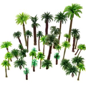 orgmemory 36pcs palm trees, ho scale bushes, plastic trees for projects 1.5-6 inch(3-16 cm), miniature trees