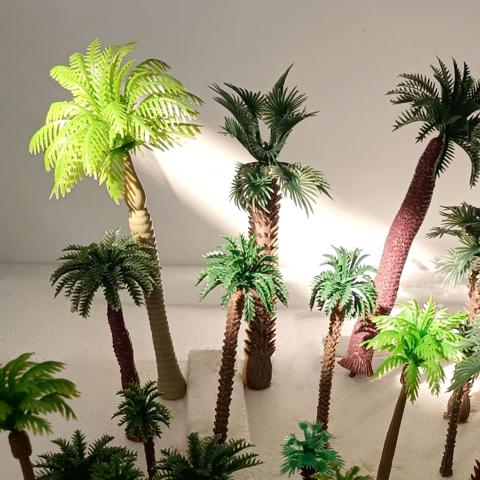 OrgMemory 36pcs Palm Trees, Ho Scale Bushes, Plastic Trees for Projects 1.5-6 inch(3-16 cm), Miniature Trees