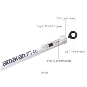 Aputure Amaran PT4c 2 Light Kit,Pixel Tube Light,16 RGBWW Pixels Tube LED,32W Power (120cm/47.2Inch) Amaran T4C