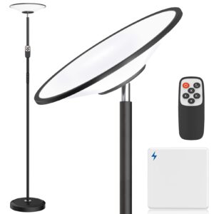 lepower bright floor lamp, torchiere led standing lamp with wall switch and remote control, 50 lighting effects modern pole lamp, tall floor lamps for living room, bedroom, office, dorm, corner
