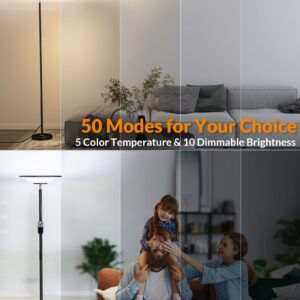 LEPOWER Bright Floor Lamp, Torchiere LED Standing Lamp with Wall Switch and Remote Control, 50 Lighting Effects Modern Pole Lamp, Tall Floor Lamps for Living Room, Bedroom, Office, Dorm, Corner