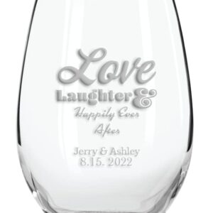 Gifts Everlasting Personalized Wedding Favor 9 oz Wine Glasses (36)