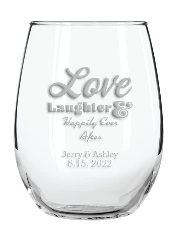 Gifts Everlasting Personalized Wedding Favor 9 oz Wine Glasses (36)