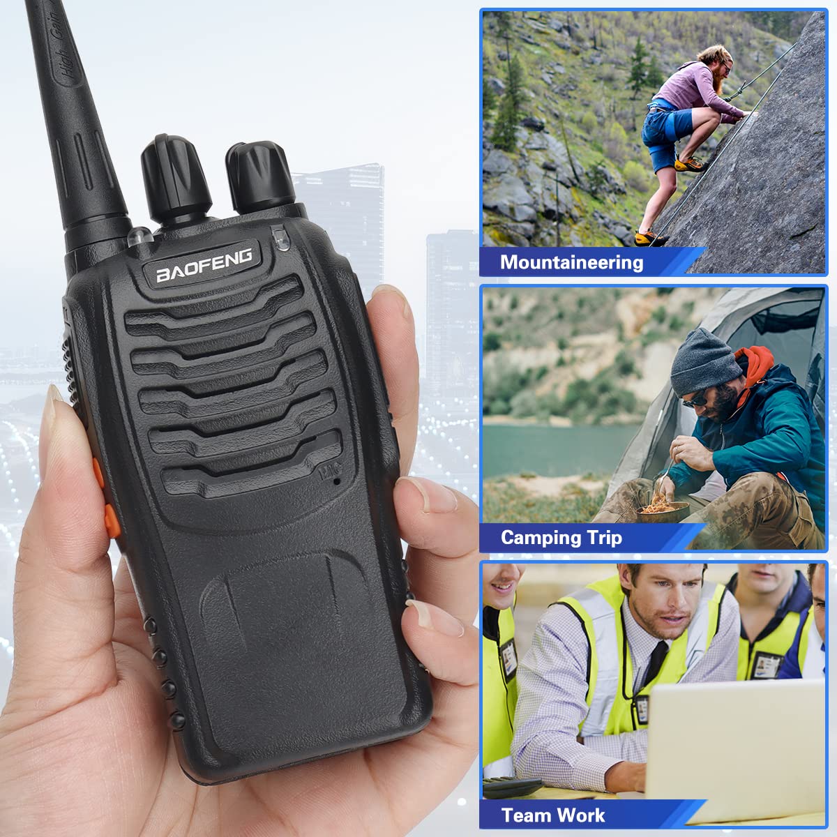 Walkie Talkies Long Range for Adults Rechargeable walkie Talkie Baofeng 2 Way Radio with Air Acoustic Tube Earpiece UHF Handheld Transceiver Walky Talky with Flashlight Battery USB Charger(4 Pack)