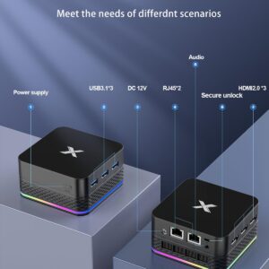 Mini PC with 11th Gen 4 Core Intel Celeron N5105 (up to 2.90GHz), 8GB DDR4 256GB SSD Micro Desktop Computer, 2.4G/5G Dual WiFi Bluetooth4.2 Dual Ethernet Ports