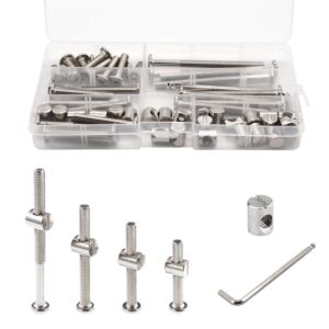 crib screws hardware replacement kit - 28 set baby bed frame bolts &barrel nuts set for delta/graco/dream on me,m6x20/40/60/80 mm hex drive socket cap screws barrel nuts