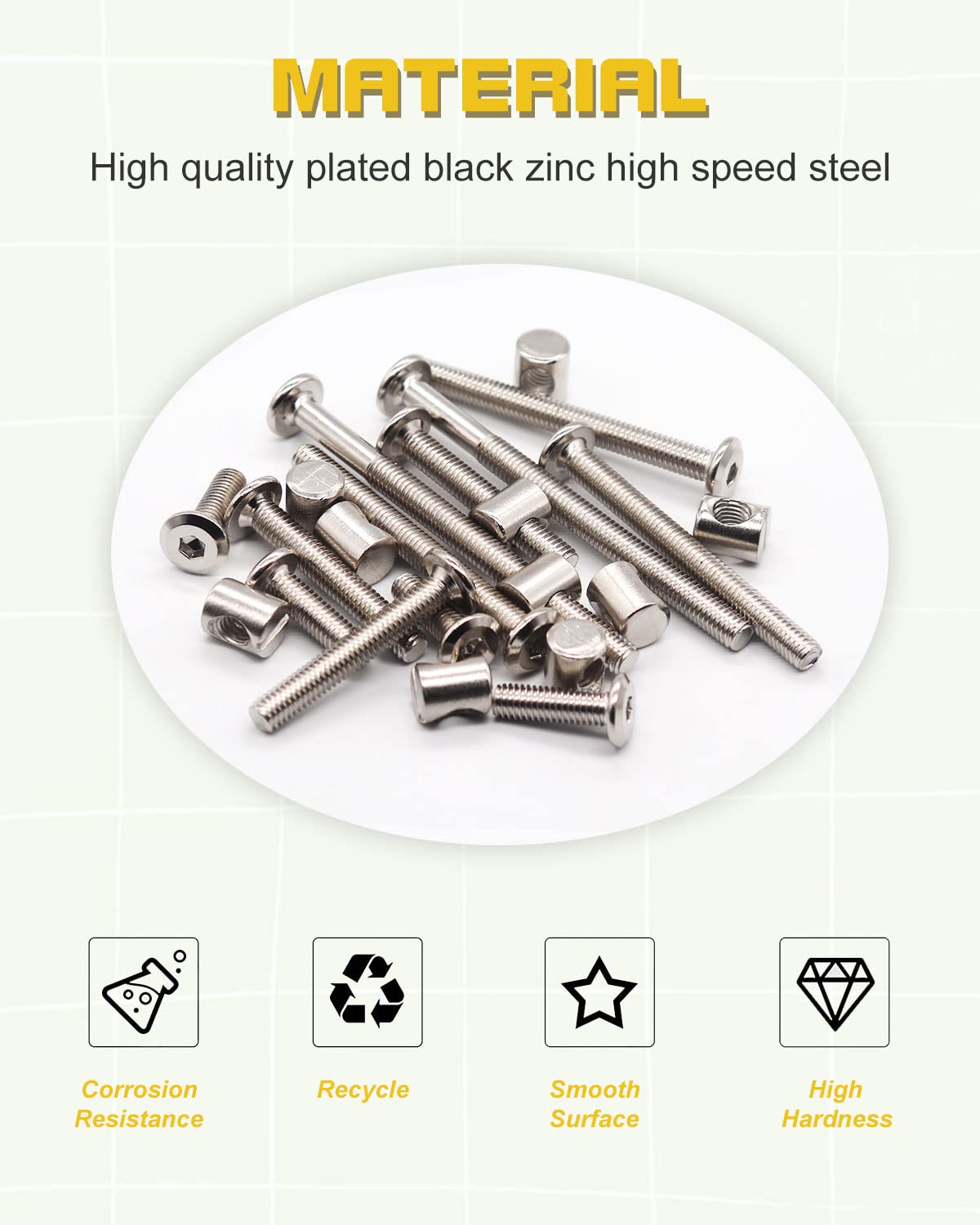 Crib Screws Hardware Replacement Kit - 28 Set Baby Bed Frame Bolts &Barrel Nuts Set for Delta/Graco/Dream On Me,M6x20/40/60/80 mm Hex Drive Socket Cap Screws Barrel Nuts