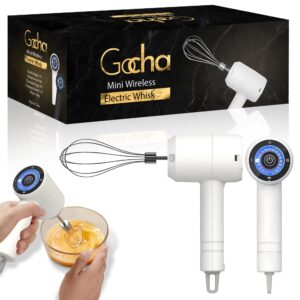 gocha gadgets | hand whisk electric | 3 speed handheld mixer | two whisk mount baking mixer | cordless electric hand mixer for eggs, soups, cream, batters | portable, wireless & rechargeable (white)