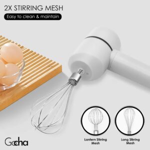 GOCHA Gadgets | Hand Whisk Electric | 3 Speed Handheld Mixer | Two Whisk Mount Baking Mixer | Cordless Electric Hand Mixer For Eggs, Soups, Cream, Batters | Portable, Wireless & Rechargeable (White)
