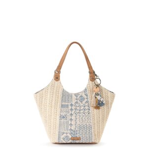 sakroots roma straw small shopper, lake tribal beauti