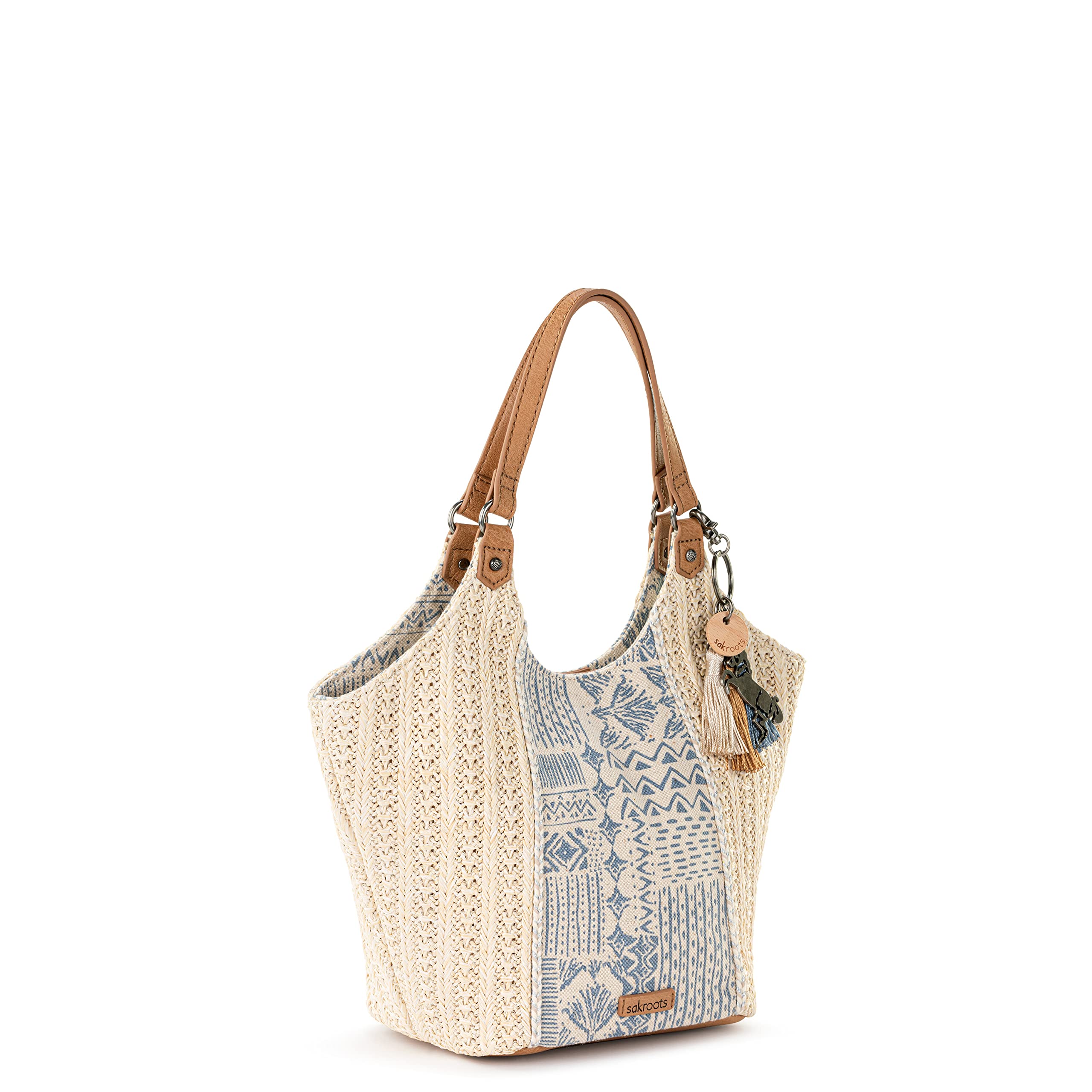 Sakroots Roma Straw Small Shopper, Lake Tribal Beauti