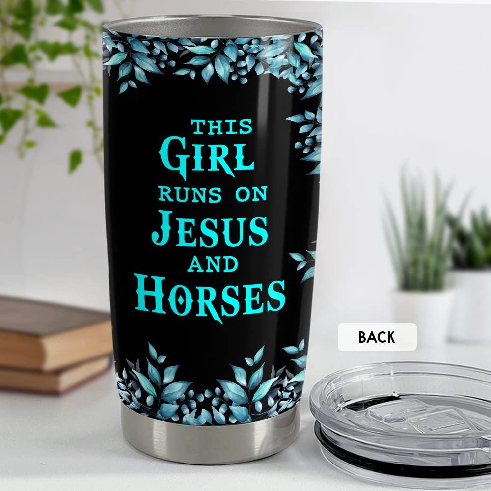 SANDJEST Horse Tumbler Jesus And Horses 20oz Tumblers with Lid Gift for Women Horse Lovers Girl Best Friends Christmas Birthday