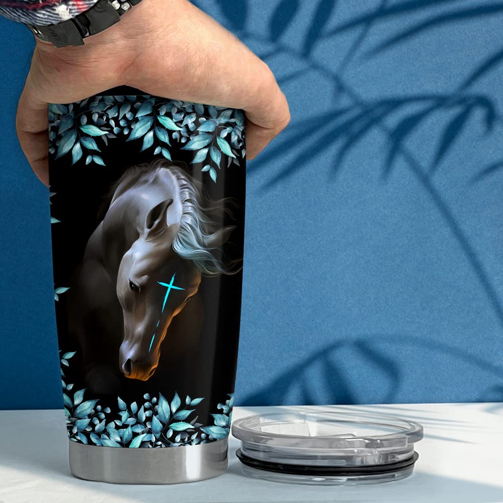 SANDJEST Horse Tumbler Jesus And Horses 20oz Tumblers with Lid Gift for Women Horse Lovers Girl Best Friends Christmas Birthday