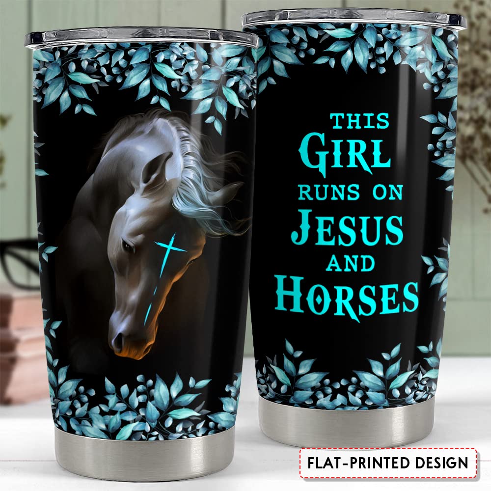 SANDJEST Horse Tumbler Jesus And Horses 20oz Tumblers with Lid Gift for Women Horse Lovers Girl Best Friends Christmas Birthday