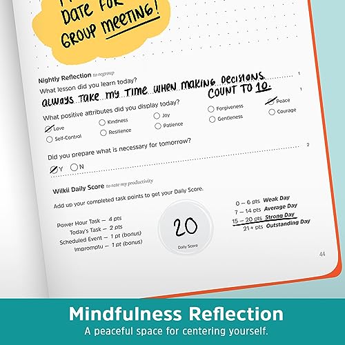 Wilkii Life Planner ADHD Planner For Adults - 90 Day, A5, Undated Weekly & Daily Planner to Increase Productivity & Achieve Goals, ADHD Organization with Mindful Exercises, Soft Touch Cloth Cover, (Red)