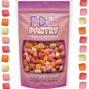 Freeze Dried Fruit Bursts Candy - Mini Original Hard Candy Mix 5oz Treat Snack Gift Bag Cherry, Strawberry, Lemon, Orange Candies Freeze-Dried Candies