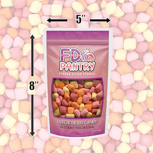 Freeze Dried Fruit Bursts Candy - Mini Original Hard Candy Mix 5oz Treat Snack Gift Bag Cherry, Strawberry, Lemon, Orange Candies Freeze-Dried Candies