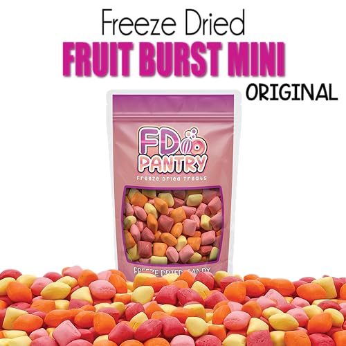 Freeze Dried Fruit Bursts Candy - Mini Original Hard Candy Mix 5oz Treat Snack Gift Bag Cherry, Strawberry, Lemon, Orange Candies Freeze-Dried Candies