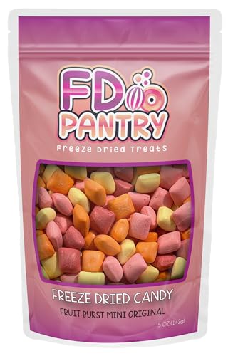 Freeze Dried Fruit Bursts Candy - Mini Original Hard Candy Mix 5oz Treat Snack Gift Bag Cherry, Strawberry, Lemon, Orange Candies Freeze-Dried Candies