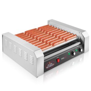 olde midway electric 30 hot dog 11 roller grill cooker machine 1400-watt - commercial grade