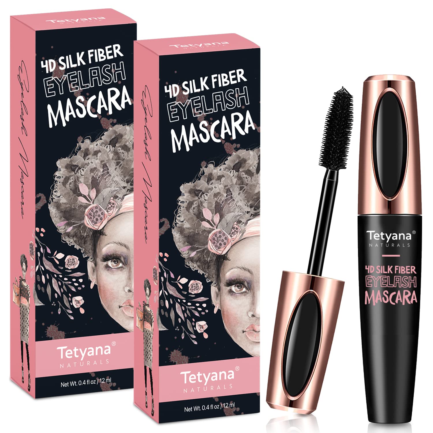 4D Silk Fiber Lash Mascara Waterproof 1 Pack and 2 Pack Bundle