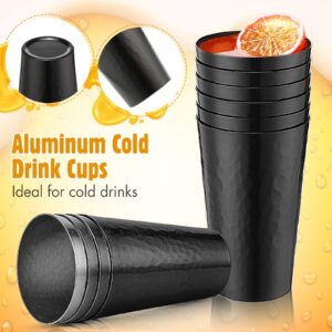 Set of 12 Metal Tumblers 15 oz Aluminum Cold Drink Cup Iced Coffee Cup Aluminum Cups Aluminum Tumblers, Aluminum Hammered Tumblers Beer Cups for Birthday Party Camping Travel Outdoors Supplies (Black)