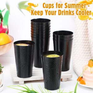 Set of 12 Metal Tumblers 15 oz Aluminum Cold Drink Cup Iced Coffee Cup Aluminum Cups Aluminum Tumblers, Aluminum Hammered Tumblers Beer Cups for Birthday Party Camping Travel Outdoors Supplies (Black)