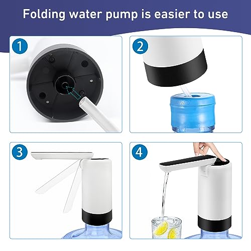 SMIRIT Folding Water Pump for 5 Gallon, 40s and 80s Quantitative Pumping, Continuous Pumping Electric Water Dispenser with Rechargeable