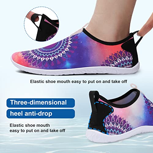 Fires Water Shoes for Womens Mens Quick-Dry Barefoot Aqua Socks for Beach Swim Surf Breathable Hiking Water Shoes Slip-on Lightweight Durable Pool Lake Shoes blueboho 7.5-8.5 Women/6-7 Men