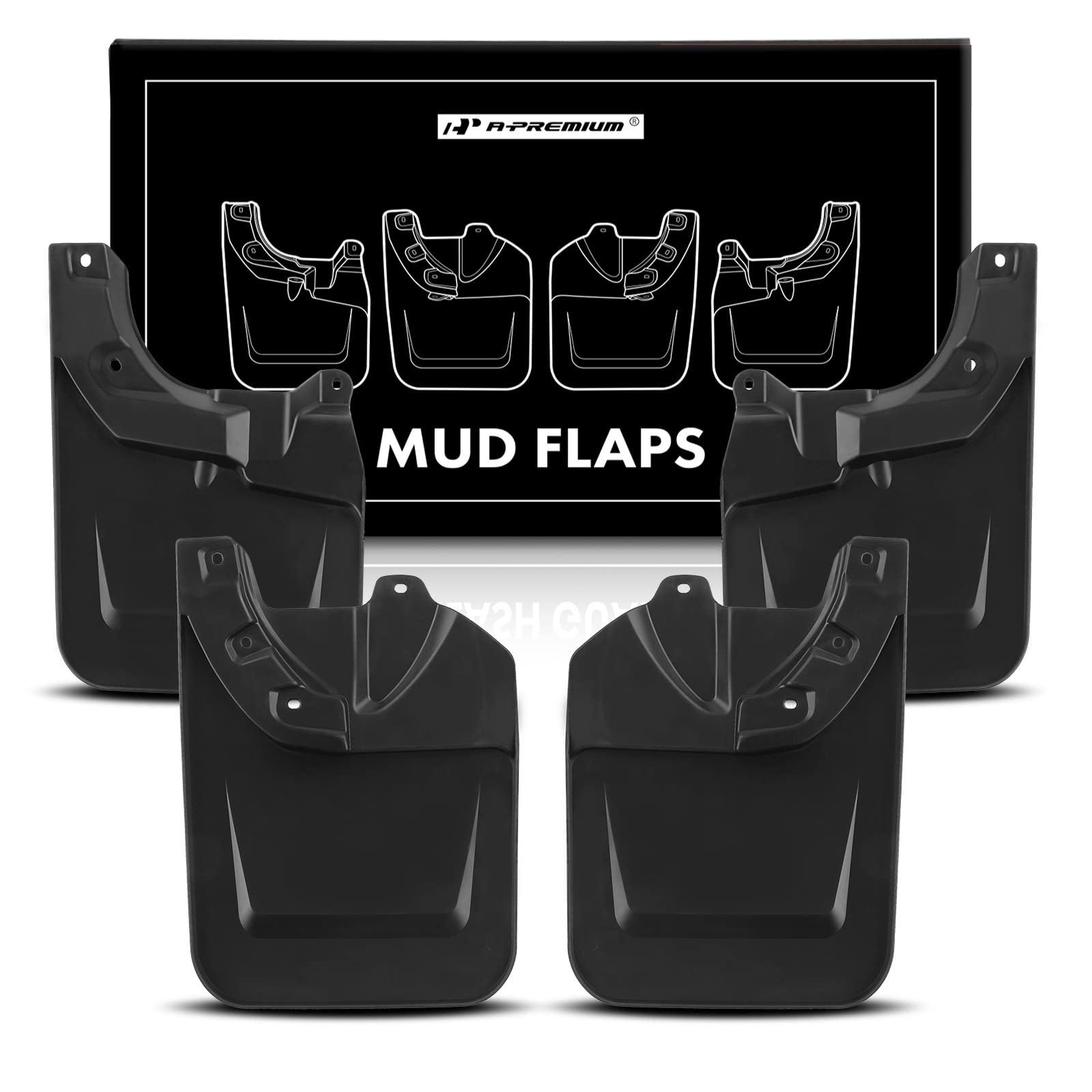 A-Premium Set of 4PCS Mud Flaps Splash Guards Mudguards Mudflaps with Hardware Kits Accessories Compatible with Toyota Tacoma 2023 Pickup, (not fit SR), with Fender Flares, Front LH RH & Rear LH RH