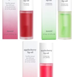 Nooni Korean Lip Oil - Appletea, 0.12 Fl Oz + Korean Lip Oil - Applecherry, 0.12 Fl Oz + Korean Lip Oil - Appleplum, 0.12 Fl Oz Bundle