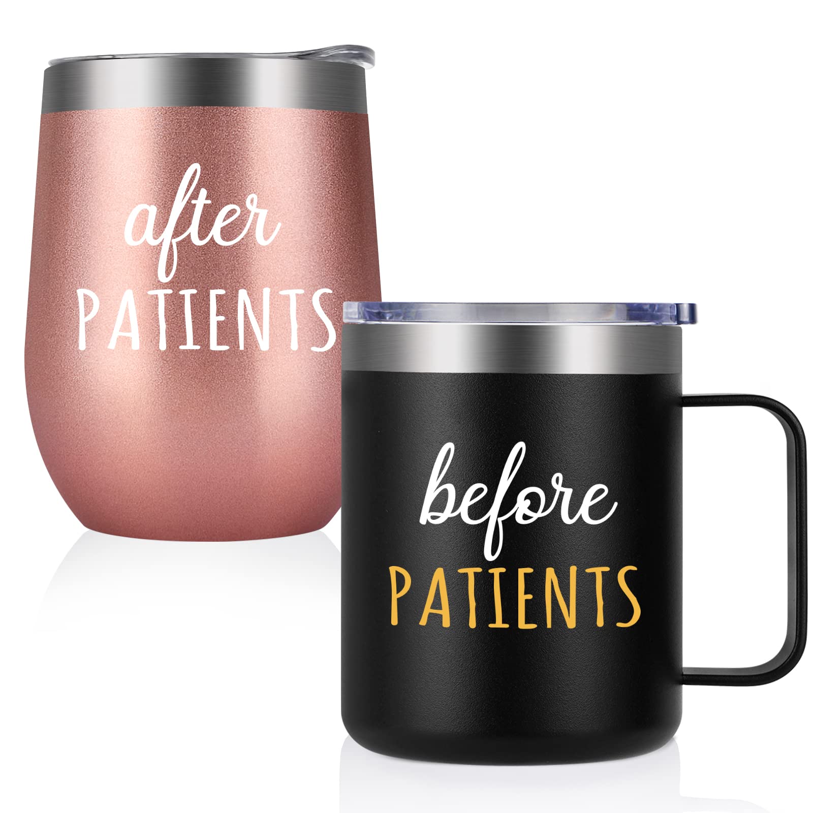 Gtmileo Nurse Gifts, 12 oz Before Patients After Patients Stainless Steel Insulated Coffee Mug Tumbler Set, Nurse Week Appreciation Graduation Gifts for Nurse Practitioner Doctor Medical Assistant