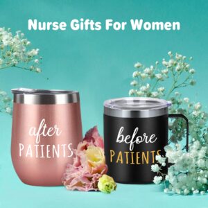 Gtmileo Nurse Gifts, 12 oz Before Patients After Patients Stainless Steel Insulated Coffee Mug Tumbler Set, Nurse Week Appreciation Graduation Gifts for Nurse Practitioner Doctor Medical Assistant