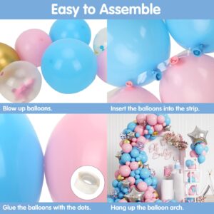 RUBFAC 150pcs Baby Boxes Blue and Pink Balloons Arch, Garland Gender Reveal Decorations Kit, 4pcs Baby Boxes with Letters for Baby Shower Birthday Boy or Girl Baby Party Supplies