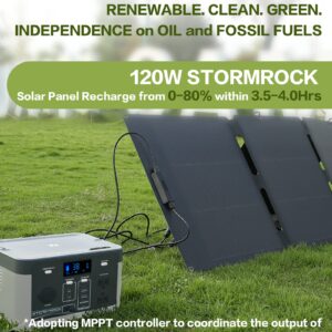 STORMROCK Portable Power Station,110V/300W Pure Sine Wave AC Outlet,294.4Wh Solar Generator with LiFePO4 Lithium Battery, LED Light for Outdoor Camping Travel Hunting Blackout,Silver