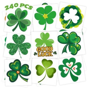 240 pcs shamrock temporary tattoos for kids, safety waterproof bulk tattoos stickers, children's temporary tattoo toys, best choice for st. patrick's day parade and irish party , 60 different